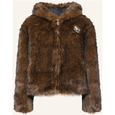 Maje Kunstfell-Jacke Mit Schmucksteinen braun