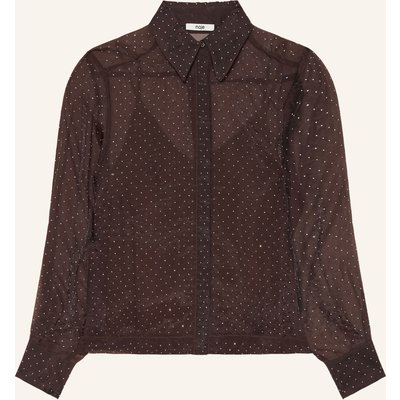 Maje Hemdbluse Mit Schmucksteinen braun