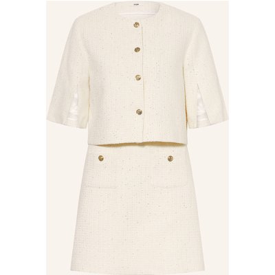 Maje Set: Bouclé-Kleid Und Jacke Mit Pailletten weiss