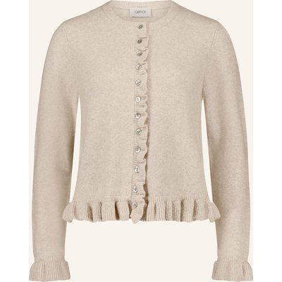 Cartoon Strickjacke Mit Rüschen beige