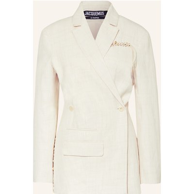 Jacquemus Blazer La Veste Tibau Brodee Mit Leinen weiss