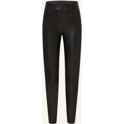Oui Leggings In Lederoptik schwarz