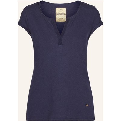 Mos Mosh T-Shirt Troy Mit Leinen blau