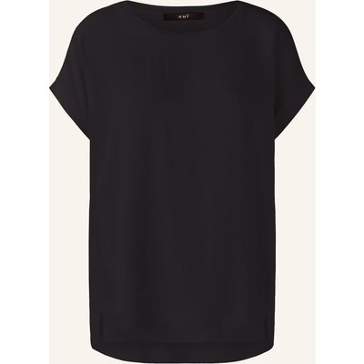 Oui Blusenshirt Im Materialmix schwarz