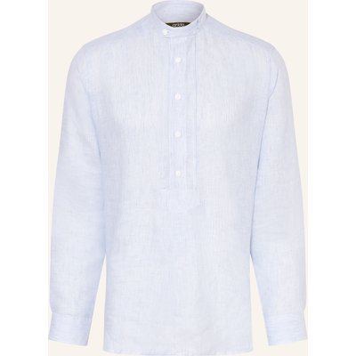 Arido Trachtenhemd Comfort Fit Aus Leinen Und Stehkragen blau
