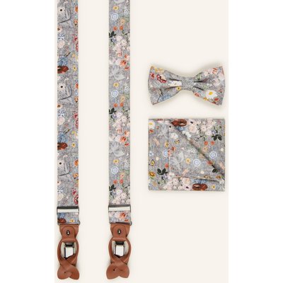 Prince Bowtie Set: Hosenträger, Fliege Und Einstecktuch grau