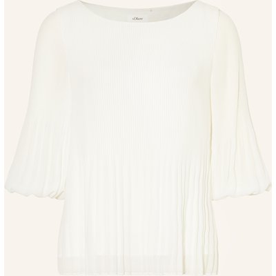 S.Oliver Black Label Blusenshirt Mit Plissees weiss