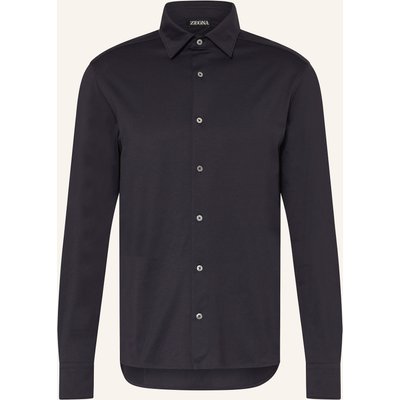 Zegna Jerseyhemd Regular Fit blau