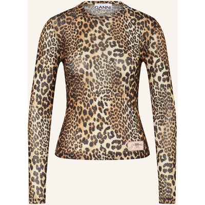 Ganni Longsleeve Aus Mesh braun