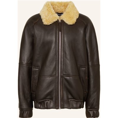Jacquemus Lederjacke Le Bombardier braun