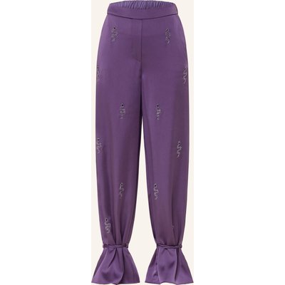 Marc Cain Marlenehose Aus Satin Mit Schmucksteinen lila