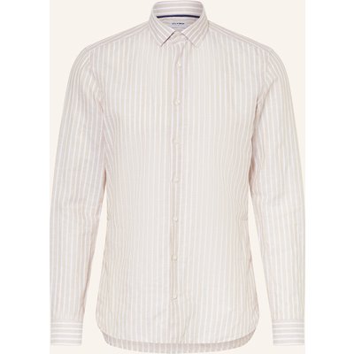 Olymp Hemd Level Five Body Fit Mit Leinen beige