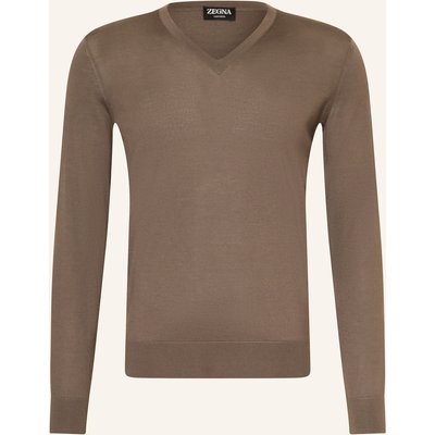 Zegna Cashmere-Pullover Cashseta Mit Seide beige