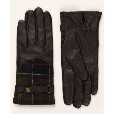 Barbour Lederhandschuhe Tartan braun