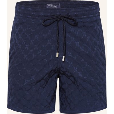 Vilebrequin Badeshorts Turtle Monogram Jacquard Moopea blau