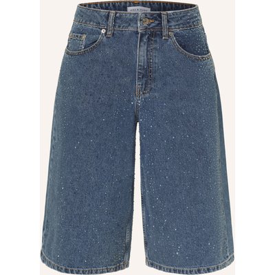 Mrs & Hugs Jeans-Bermudas Mit Schmucksteinen blau