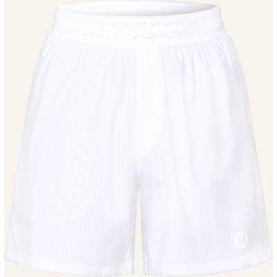 Lululemon Tennisshorts Striped Mesh 5in weiss
