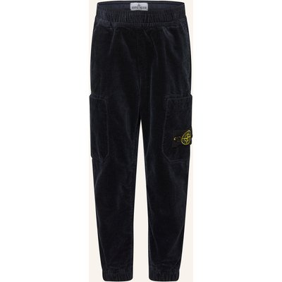 Stone Island Junior Cargohose Regular Tapered Fit Aus Cord blau