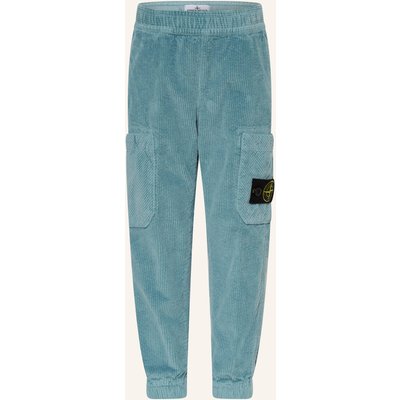 Stone Island Junior Cargohose Regular Tapered Fit Aus Cord blau