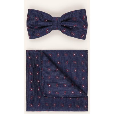 Prince Bowtie Set: Fliege Und Einstecktuch blau