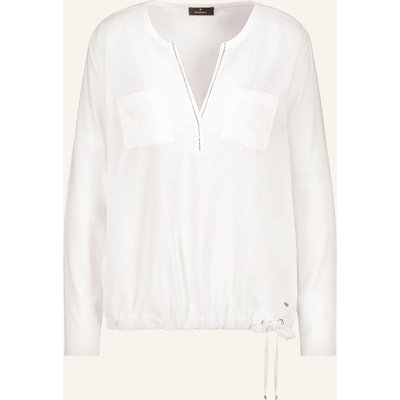 Monari Blusenshirt Im Materialmix Mit Schmucksteinen weiss