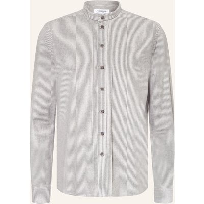 Grasegger Trachtenhemd Kissing Regular Fit Aus Flanell Mit Stehkragen grau