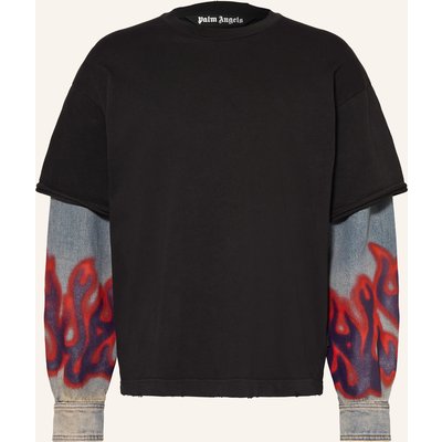 Palm Angels Longsleeve Flames Hybrid schwarz