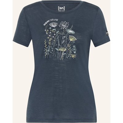 Super.Natural Funktionsshirt Rock Flowers Mit Merinowolle blau