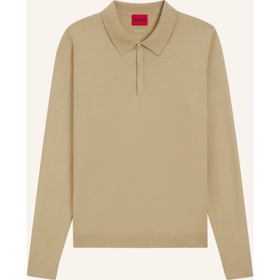 Hugo Strick-Poloshirt San Pippo Slim Fit beige