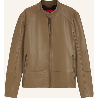 Hugo Lederjacke Likos Slim Fit beige