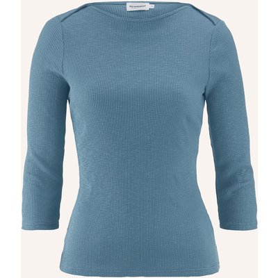 Hessnatur Hessnatur Boatneck Shirt Slim Aus Bio-Baumwolle blau