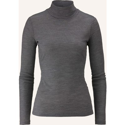 Hessnatur Hessnatur Mock-Neck Longsleeve Warm Touch Aus Bio-Schurwolle Und Tencel™ Lyocell grau