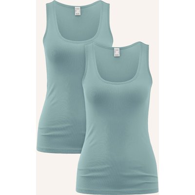 Hessnatur Tanktop Rundhals Fitted 2er-Set blau