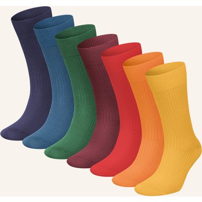Dillysocks 7er-Pack Socken Ribbed Rainbow Collection blau