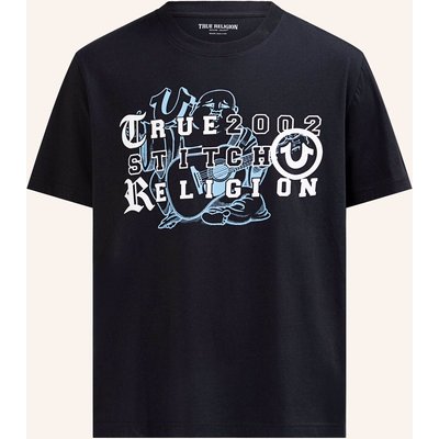 True Religion T-Shirt Buddha Letters schwarz