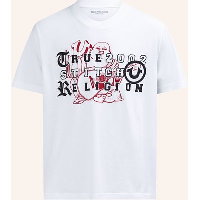 True Religion T-Shirt Buddha Letters weiss