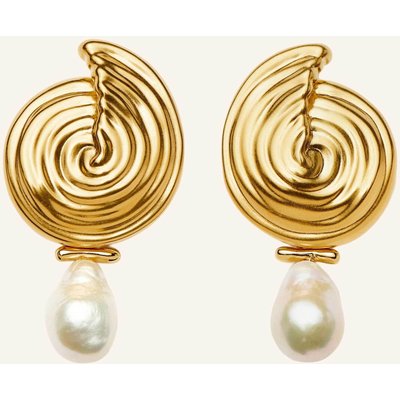 Missoma Ohrhänger Spiral Detachable Pearl Drop Earrings By Glambou gold
