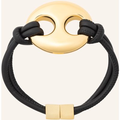 Vanessa Baroni Armbänder Disc Leather Black By Glambou gold
