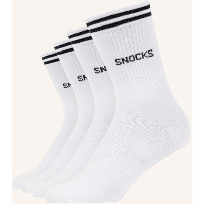 Snocks Hohe Sportsocken Mit Streifen (4 Paare) weiss