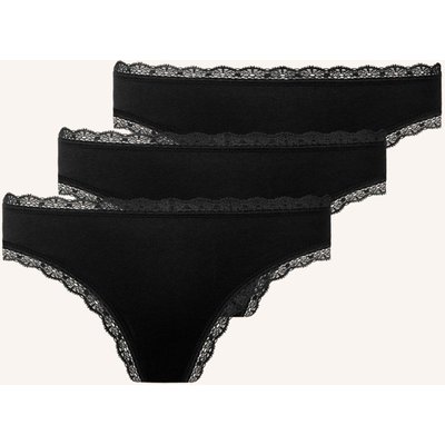 Snocks 3er-Pack String Mit Spitze schwarz