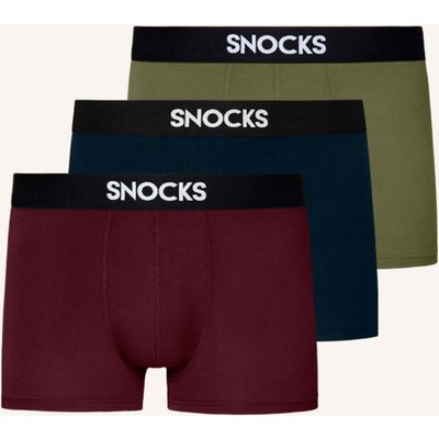 Snocks 3er-Pack Modal Boxershorts rot