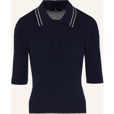 7 For All Mankind Knitted Piped Collar S/S Polo blau