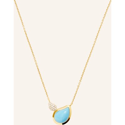 Tamara Comolli Halskette Necklace Signature 2 Drops Turquoise / Diamond Pavé 18k Gelbgold gold