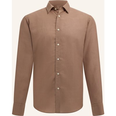 Boggi Milano Hemd Regular Fit Mit Leinen braun