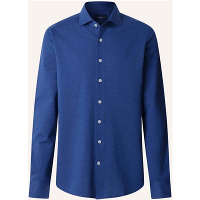 Hackett London Freizeithemd Pique Jersey Shirt blau