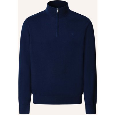 Hackett London Pullover Ess Cotton Hzip blau