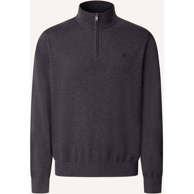 Hackett London Pullover Ess Cotton Hzip grau