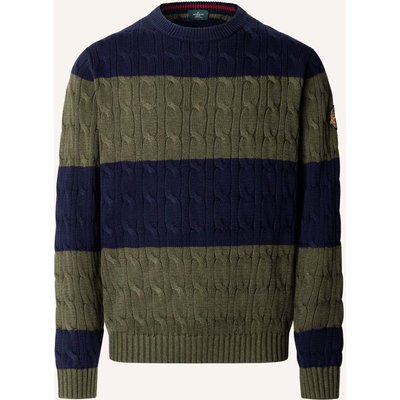 Hackett London Pullover Heritage Str Cable Crw blau