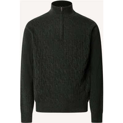 Hackett London Pullover Lambswool Cable Hzip gruen