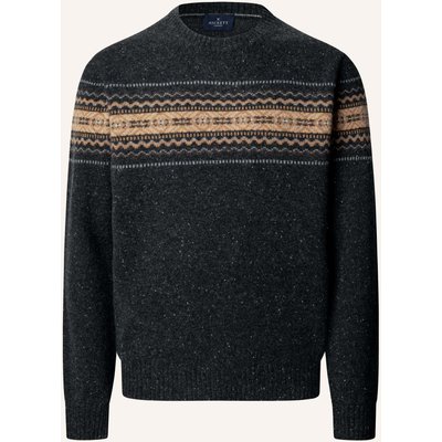 Hackett London Pullover Fairisle Crew grau